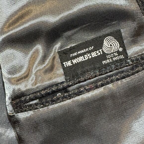 Tweed Windowpane Wool Sport Coat—André Villard Paris 44S Vintage Hungary - Picture 8 of 15